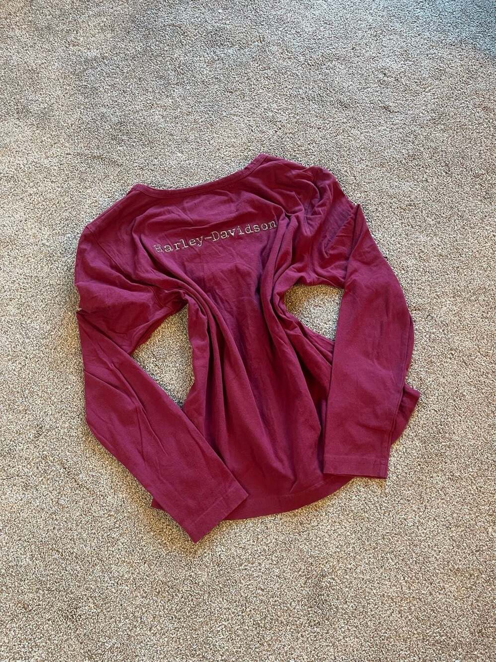 Harley-Davidson Women's Long Sleeve V-Neck Maroon T-Shirt